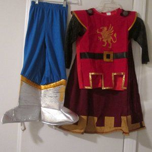Medieval Knight Role Play Costume Dress-up TUNIC & CAPE PANTS boots attached ~ S